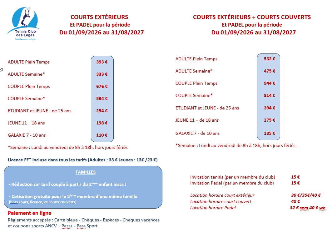 Cotisations 2026-2027